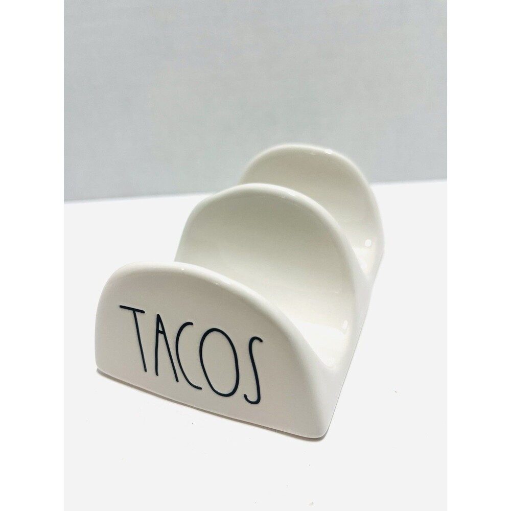Rae Dunn White Tacos Ceramic Taco Holder LL Artisan Collection 213 Magenta